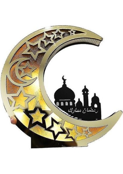 Gece Işıkları Ortam Aydınlatma Ahşap Müslüman Ay Lambası LED Işık Ramazan Süsler Eid Mübarek Süs Islam Parti Malzemeleri (Yurt Dışından)