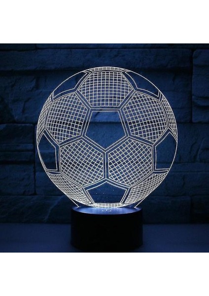 Gece Işıkları Ortam Aydınlatma Futbol LED Gece Lambası Çocuk Yatak Odası 3D Masa Lambası (Yurt Dışından)