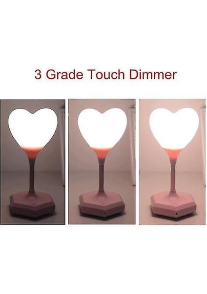 Gece Işıkları Ortam Aydınlatma Moda 3D LED Kalp Şekli Dokunmatik Dimmer Masa Lambası (Yurt Dışından)