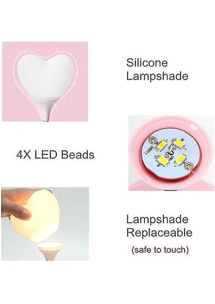 Gece Işıkları Ortam Aydınlatma Moda 3D LED Kalp Şekli Dokunmatik Dimmer Masa Lambası (Yurt Dışından)