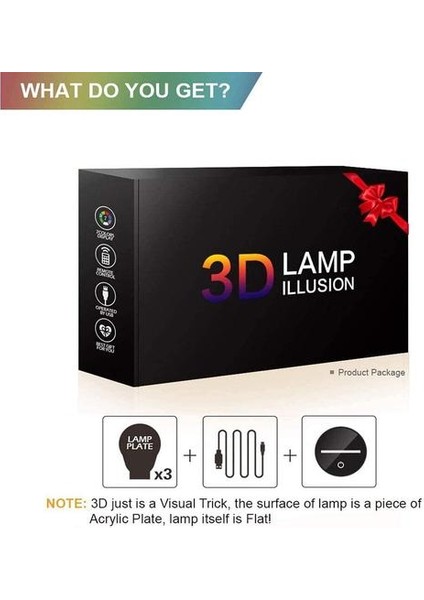Kızlar Gece Lambası, Laibuy Kalp 3D Illusion Lambası ile 3 Desenli Dokunmatik Kontrol Dinamik Renkler Değiştirilebilir Dekor Nightlight Noel I Için (Yurt Dışından)