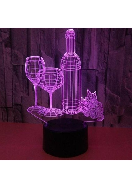 7 Renk 3D Kırmızı Şarap LED Gece Lambası Dokunmatik Masa Masası Lambası Yatak Odası Çocuk Odası (Yurt Dışından) modelleri