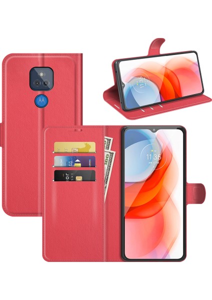 Motorola Moto G Play Için Litchi Doku Koruyucu Telefon Kılıfı - Kırmızı  (Yurt Dışından)