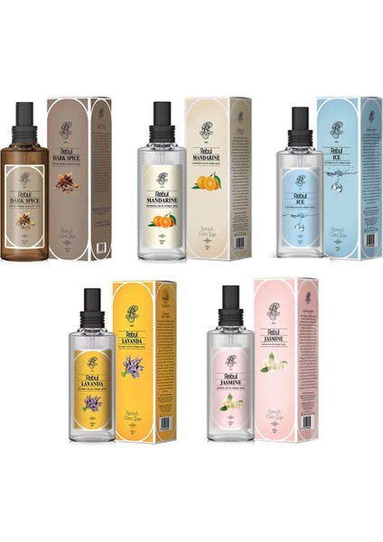 Dark Spice+Mandarine+Ice+Lavanda+Jasmine Sprey Kolonya 100 ml 5'li Set