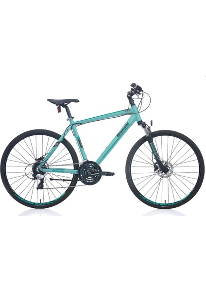 Touring 713 H. Disk Fren 24 Vites 28 Jant Şehir Bisikleti Mat Turkuaz-Siyah 46 cm Kadro