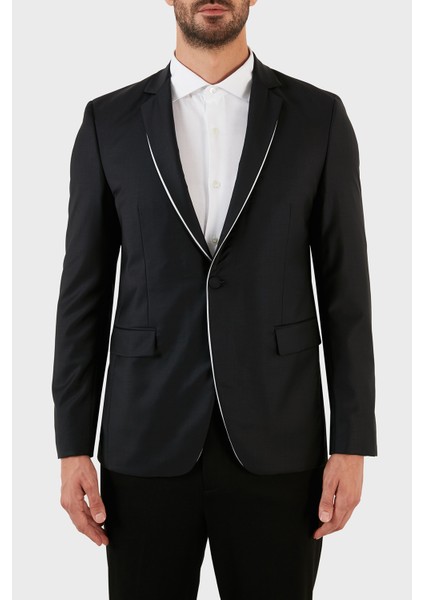 Karl Lagerfeld Yün Karışımlı Regular Fit Tek Düğmeli Çift Yırtmaçlı Ceket Erkek Ceket 155261 10 521096 990