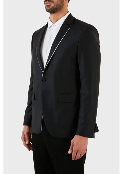 Karl Lagerfeld Yün Karışımlı Regular Fit Tek Düğmeli Çift Yırtmaçlı Ceket Erkek Ceket 155261 10 521096 990