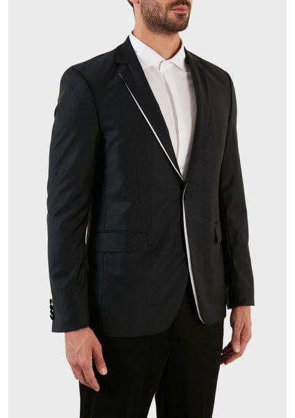 Karl Lagerfeld Yün Karışımlı Regular Fit Tek Düğmeli Çift Yırtmaçlı Ceket Erkek Ceket 155261 10 521096 990