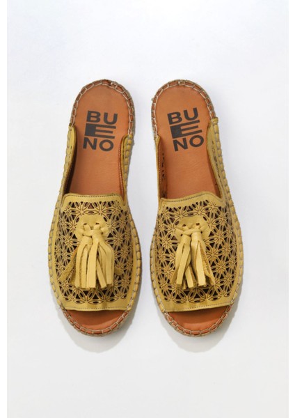 Bueno Shoes Sarı Deri Kadın Düz Terlik