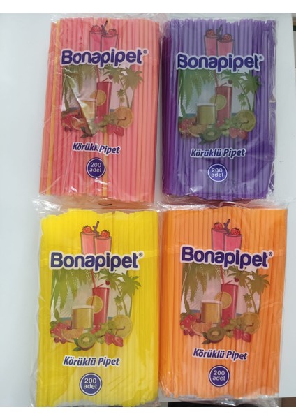 Bona Pipet Bonapipet Ince Körüklü 200 Adet(Karışık Renkli Paketler)