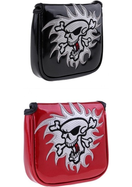 2pcs Square Skull Golf Mallet Putter Baş Kapak Çantası Manyetik Kapanış