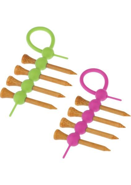 2 Adet Taşınabilir Mini Golf Tee Tutucu ve 8 Adet 55MM Ahşap Golf Tişörtleri Seti