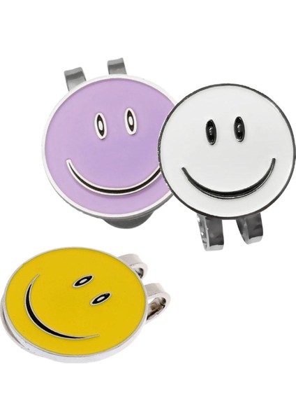 3pcs Alaşım Manyetik Şapka Klipsleri Mutlu Yüz Golf Topu Işaretleri Golfçü Hediye Karışık Renk(Yurt Dışından)