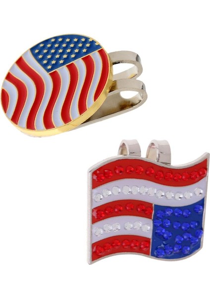 2 Adet Alaşım Golf Topu Işaretçisi Manyetik Şapka Klipsli Golf Aksesuarları