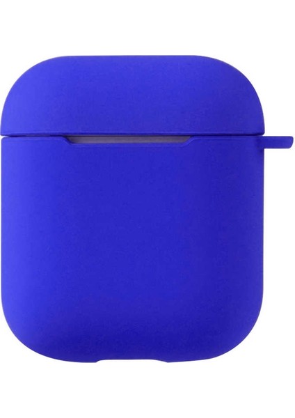 Apple Airpods Için Standart Askılı Silikon Kılıf Koyu Mavi