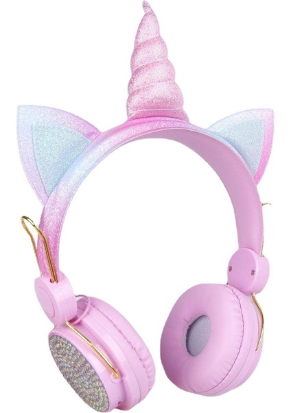 Kablosuz Kulaklık Karikatür Unicorn Çocuk Mikrofonlu Kulaklıklar Kız Gamer Çocuk Sevimli Bluetooth Kulaklık Hediyeler(Yurt Dışından)