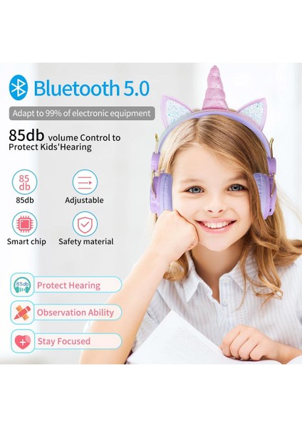 Kablosuz Kulaklık Karikatür Unicorn Çocuk Mikrofonlu Kulaklıklar Kız Gamer Çocuk Sevimli Bluetooth Kulaklık Hediyeler(Yurt Dışından) modelleri
