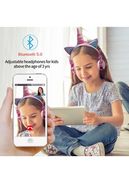 Kablosuz Kulaklık Karikatür Unicorn Çocuk Mikrofonlu Kulaklıklar Kız Gamer Çocuk Sevimli Bluetooth Kulaklık Hediyeler fiyatları
