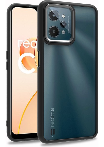 Realme C31 Kılıf Silikon Kenarlı Arkası Şeffaf Renkli Flora Kapak