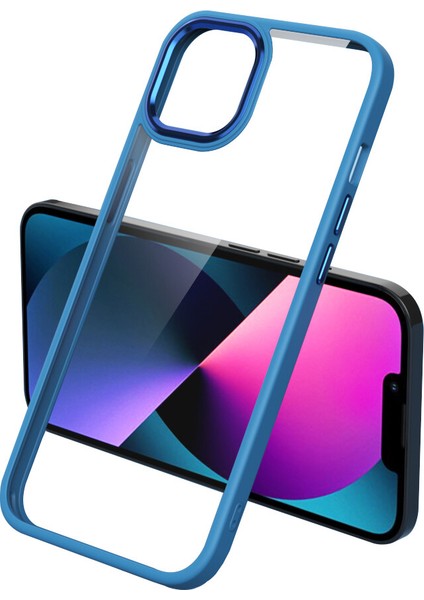 Apple iPhone 12 Pro Max Kılıf Renkli Silikon Kenarlı Şeffaf Krom Kapak