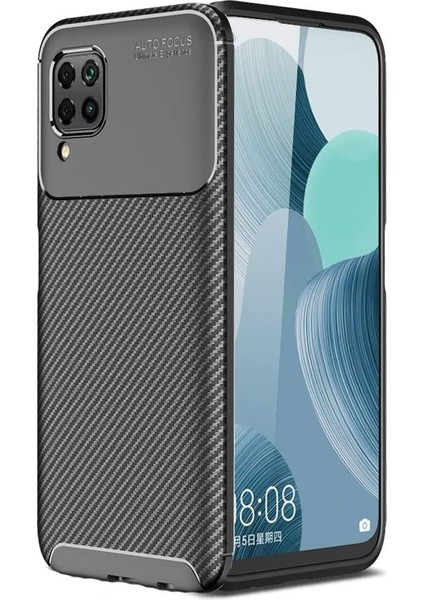 Huawei P40 Lite Kılıf Karbon Desenli Lux Negro Silikon