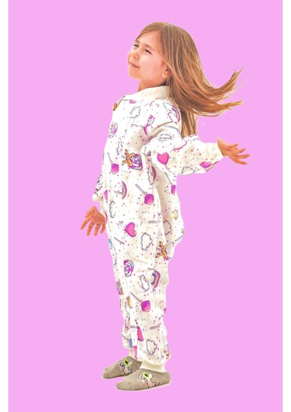 Kışlık Uzun Kollu Çift Kat Organik Pazen %100 Pamuk Lolipop Çocuk Bebek Uyku Tulumu