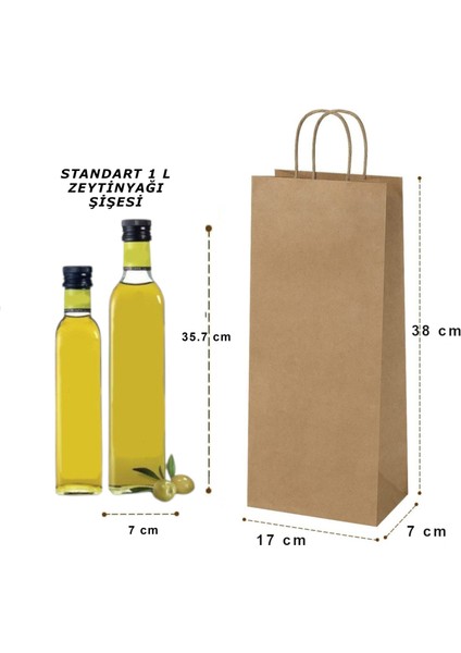 Roco Paper Kraft Şişe Poşeti Kağıt Şişe Çantası 25 Adet 17X38X7 cm