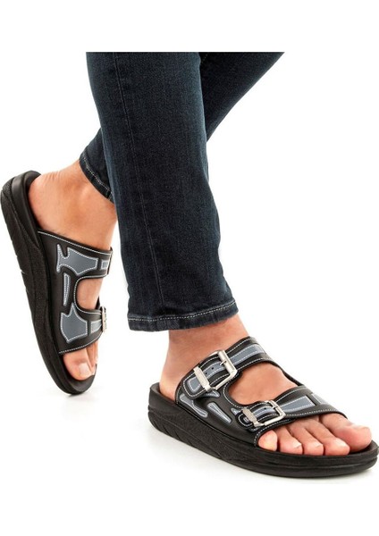 31300 Anatomik Suya Dayanıklı Erkek Terlik Siyah Gri