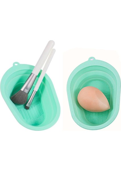Makyaj Fırçası ve Makyaj Süngeri Yıkama Kabı Yeşil modelleri