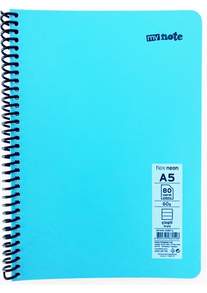 My Note Flex Neon Spiralli 80 Yaprak Çizgili Defter