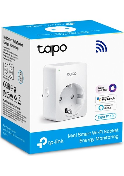 Tapo P110, Mini Akıllı Wi-Fi Soketi, Enerji İzleme, Amazon Alexa ve Google Home ile Çalışır, Uzaktan Kontrol, Cihaz Paylaşımı, Hub Gerekmez