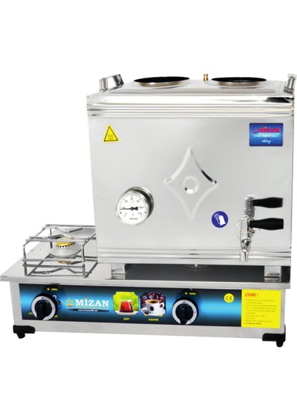 40 Lık Doğalgazlı 30 Litre 2 Demlikli Çay Kazanı - Çay Ocağı