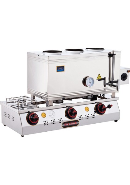 Silverinox Doğalgaz + Elektrikli 40 Litre 3 Demlikli Çay Kazanı SLVR-2101-D