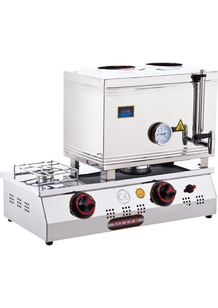 Silverinox 40 Lık Lpg Tüplü 30 Litre 2 Demlikli Çay Kazanı SLVR-2065-D-G