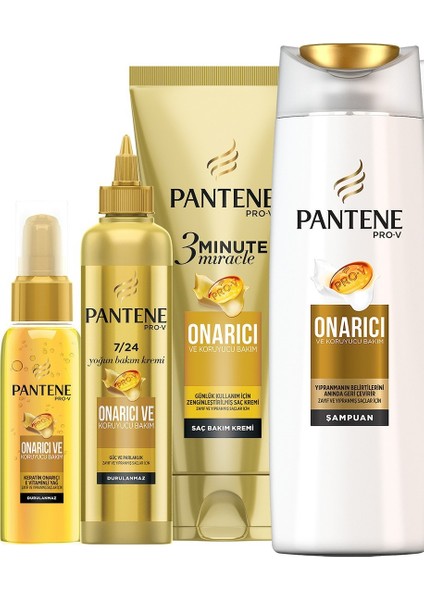 Pantane Onarıcı Set(Onarıcı Şampuan+ Saç Bakım Yağı+ Durulanmayan Saç Kremi+3 Dakkalık Onarıcı Krem)