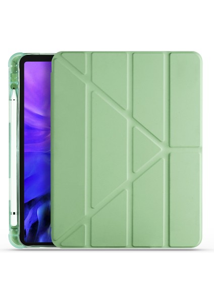 Apple Ipad 12.9 2020 Için Kalemlikli Standlı Arkası Silikon Trifolding Kılıf