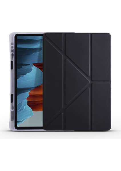 Samsung Galaxy Tab S7 T870 Için Kalemlikli Standlı Arkası Silikon Trifolding Kılıf