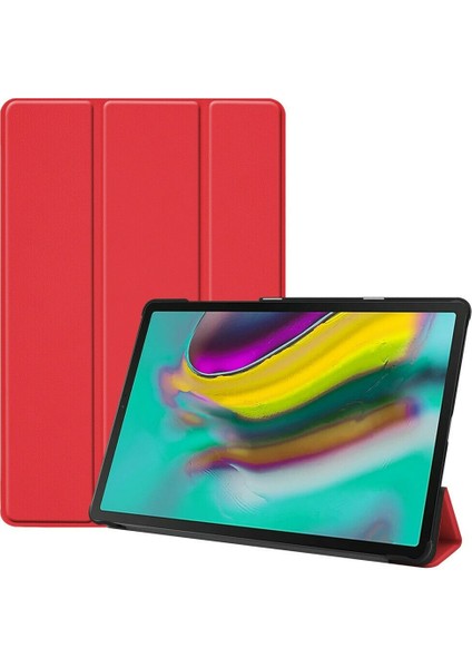 Samsung Galaxy Tab A 10.5 Inç T590 Kılıf Standlı Kapaklı Arkası Şeffaf Sert Smart Case Turkuaz