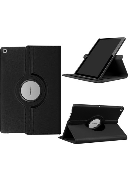 Huawei Madiapad T3 10 Inç Kılıf Dönerli Standlı Kapaklı Suni Deri Siyah