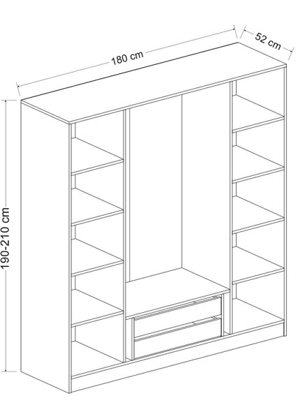 Kale 4 Bölmeli 2 Ç Giyinme Dolabı Dore 190CM