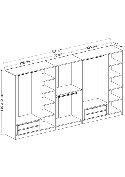 Kale 8 Bölmeli 4 Ç Giyinme Dolabı Dore 190CM