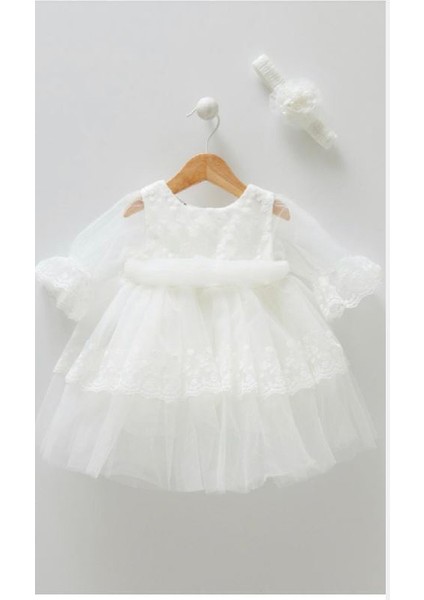 Kız Bebek Elbise - Caramell - Ekru - 6-9 Ay