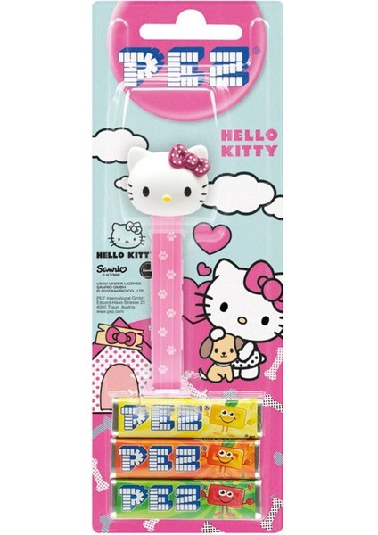 Pez Oyuncaklı Meyve Aromalı Şeker 3 x 8,5 Gram Mor Fiyonk Hello Kitty Paws Figürü