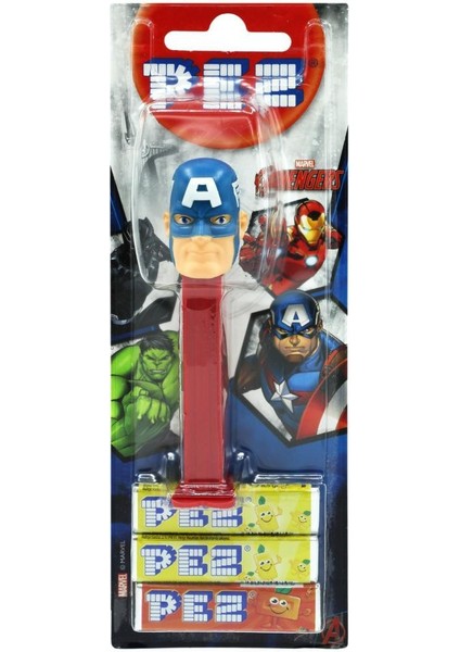 Pez Oyuncaklı Meyve Aromalı Şeker 3 x 8,5 Gram Marvel Serisi Kaptan Amerika Figürü