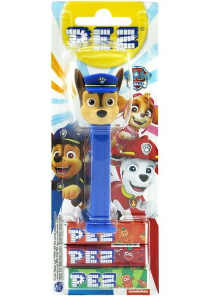 Pez Oyuncaklı Meyve Aromalı Şeker 3 x 8,5 Gram Paw Patrol Serisi Chase Figürü