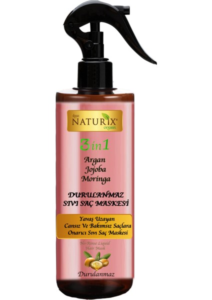 Argan Jojoba Moringa Yağlı 3in1 Sıvı Saç Bakım Maskesi 250 ml Durulanmaz Cansız ve Bakımsız Saçlara