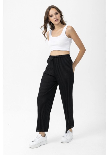 Kadın Beli Lastikli Ispanyol Paça Kaşkorse Pantolon