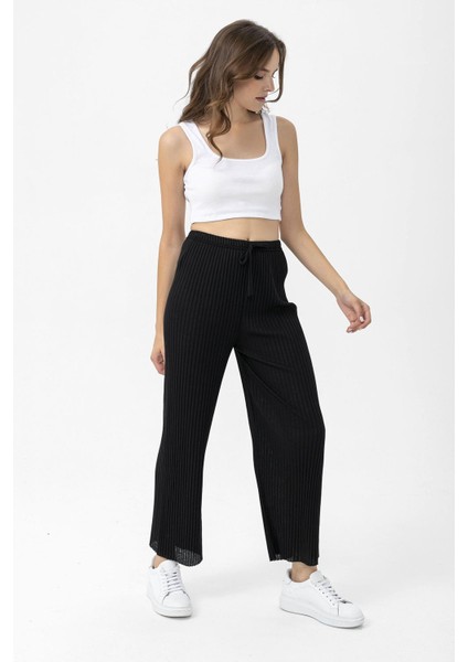 Kadın Beli Lastikli Ispanyol Paça Kaşkorse Pantolon