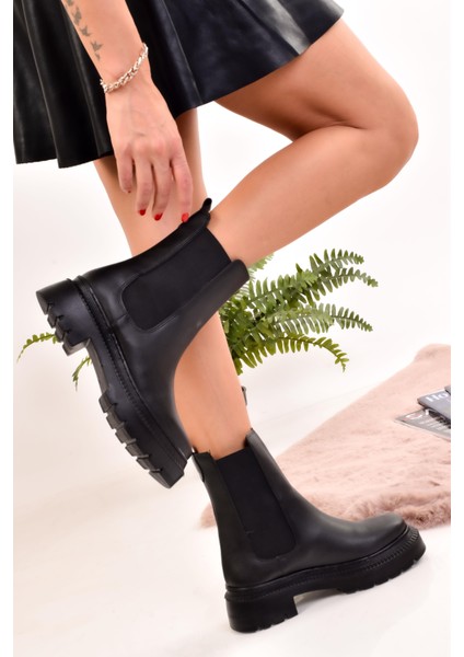 Kadın Günlük Bot Elastik Yan Bantlı Kalın Taban modelleri