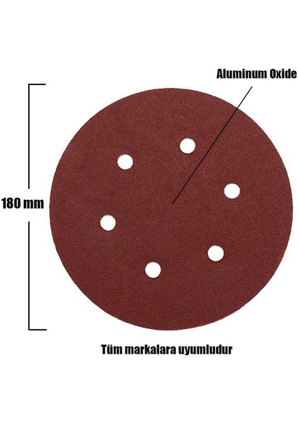 Delikli Cırt Zımpara 180 mm Spiral Taşlama (10 Adet) 180 Kum